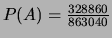 $P(A)=\frac{328860}{863040}$