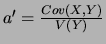 $a'=\frac{Cov(X,Y)}{V(Y)}$
