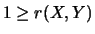 $1\geq r(X,Y)$