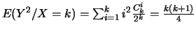 $E(Y^2/X=k)=\sum_{i=1}^{k}i^2\frac{C_k^i}{2^k}=\frac{k(k+1)}{4}$
