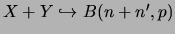 $X+Y \hookrightarrow B(n+n',p)$