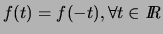 % latex2html id marker 5561
$f(t)=f(-t), \forall t \in \hbox{\it I\hskip -2pt R}$