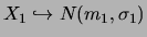 $X_1 \hookrightarrow N(m_1,\sigma_1)$