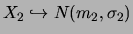 $X_2 \hookrightarrow N(m_2,\sigma_2)$